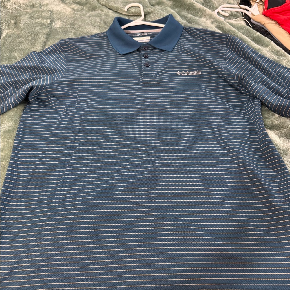 Columbia Men's Navy Striped Polo Shirt